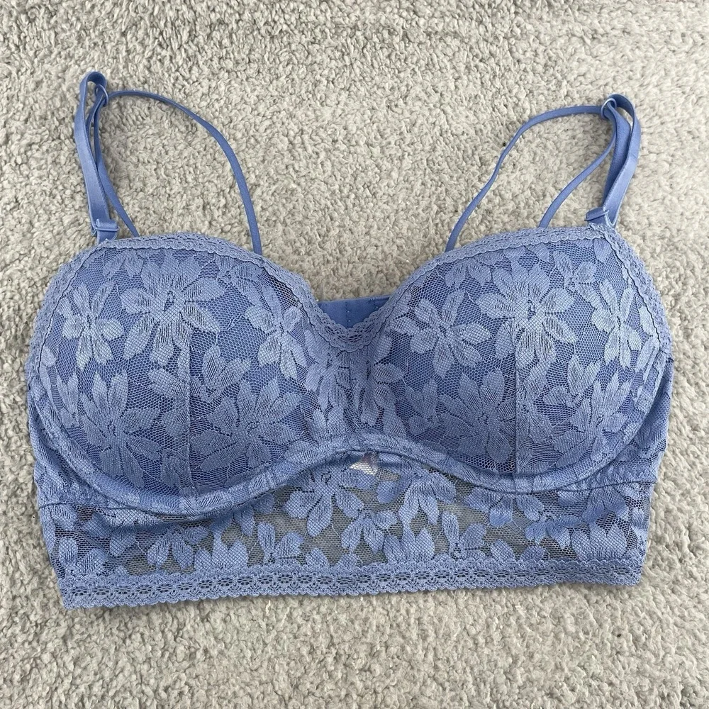 Victoria's Secret PINK Push Up‎ Bra Womens Medium Floral Lace Bustier Coquette